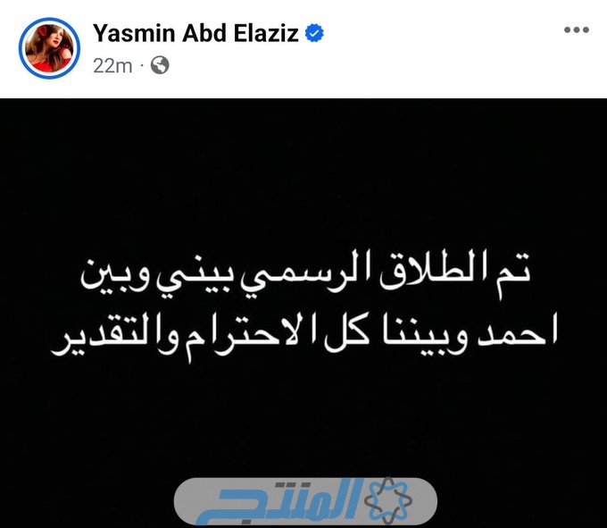 سبب انفصال ياسمين عبد العزيز وأحمد العوضي